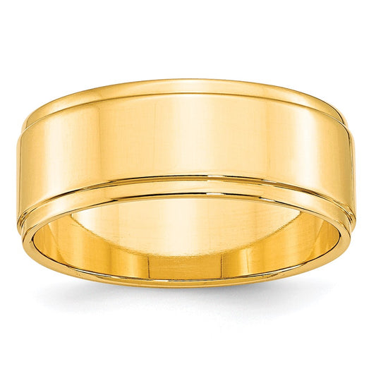Solid 10K Yellow Gold 8mm Flat with Step Edge Men's/Women's Wedding Band Ring Size 10