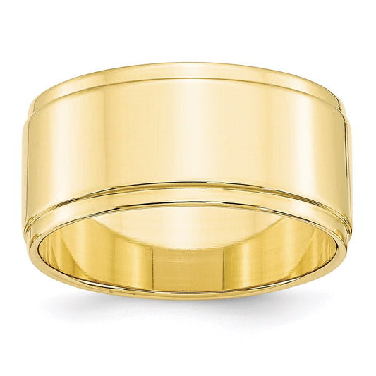 Solid 10K Yellow Gold 10mm Flat with Step Edge Men's/Women's Wedding Band Ring Size 13.5