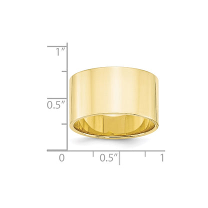 Solid 10K Yellow Gold 12mm Light Weight Flat Men's/Women's Wedding Band Ring Size 7.5