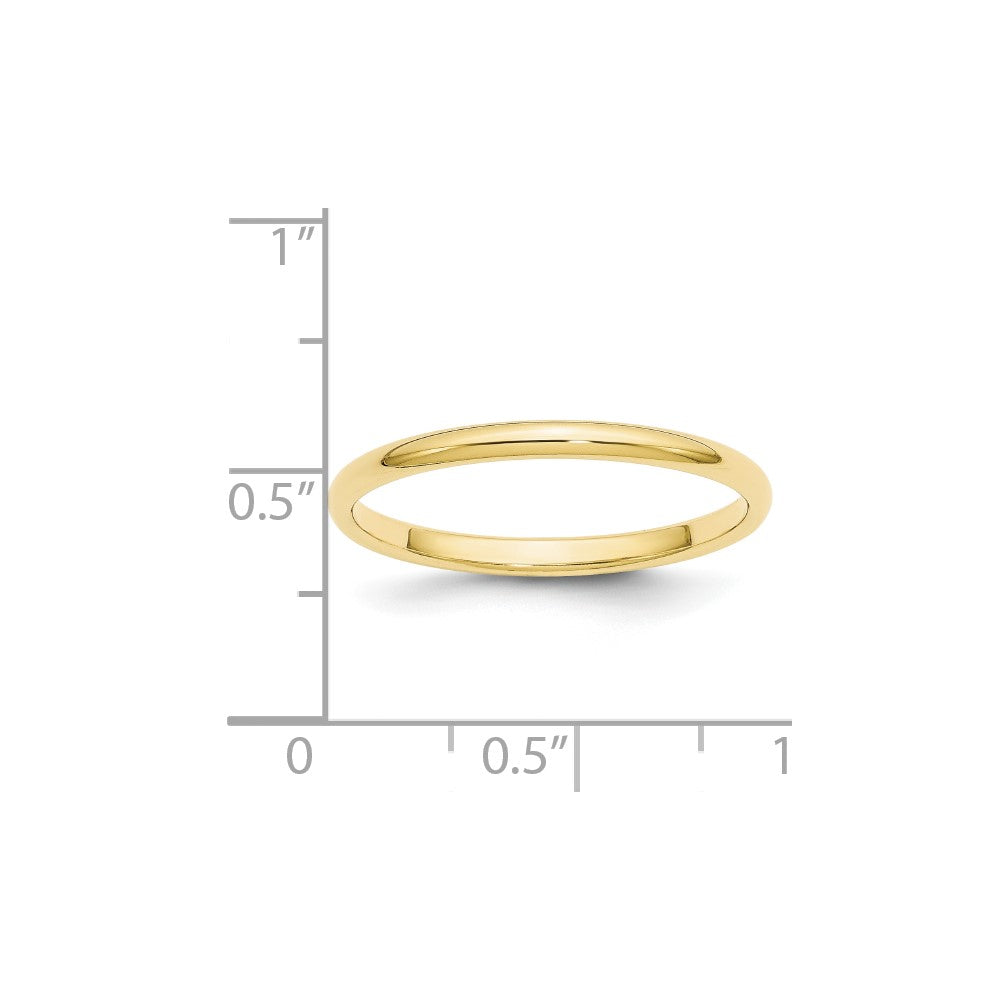 Solid 10K Yellow Gold 2mm Half-Round Wedding Men's/Women's Wedding Band Ring Size 6