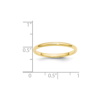 Solid 10K Yellow Gold 2mm Half-Round Wedding Men's/Women's Wedding Band Ring Size 6