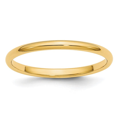 Solid 10K Yellow Gold 2mm Half-Round Wedding Men's/Women's Wedding Band Ring Size 6