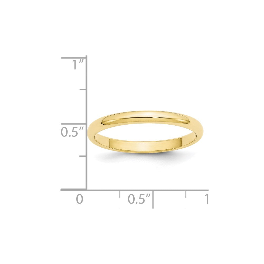 Solid 10K Yellow Gold 2.5mm Half Round Men's/Women's Wedding Band Ring Size 8