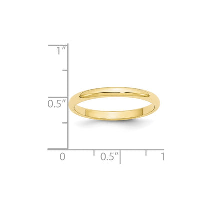 Solid 10K Yellow Gold 2.5mm Half Round Men's/Women's Wedding Band Ring Size 8