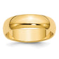 Solid 10K Yellow Gold 6mm Half-Round Wedding Men's/Women's Wedding Band Ring Size 4