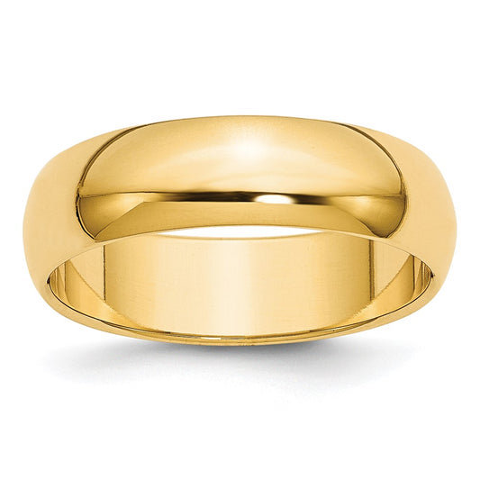 Solid 10K Yellow Gold 6mm Half-Round Wedding Men's/Women's Wedding Band Ring Size 8