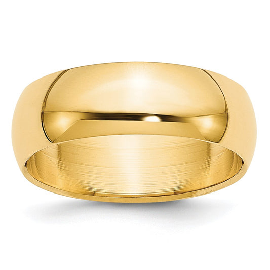 Solid 10K Yellow Gold 7mm Half-Round Wedding Men's/Women's Wedding Band Ring Size 9