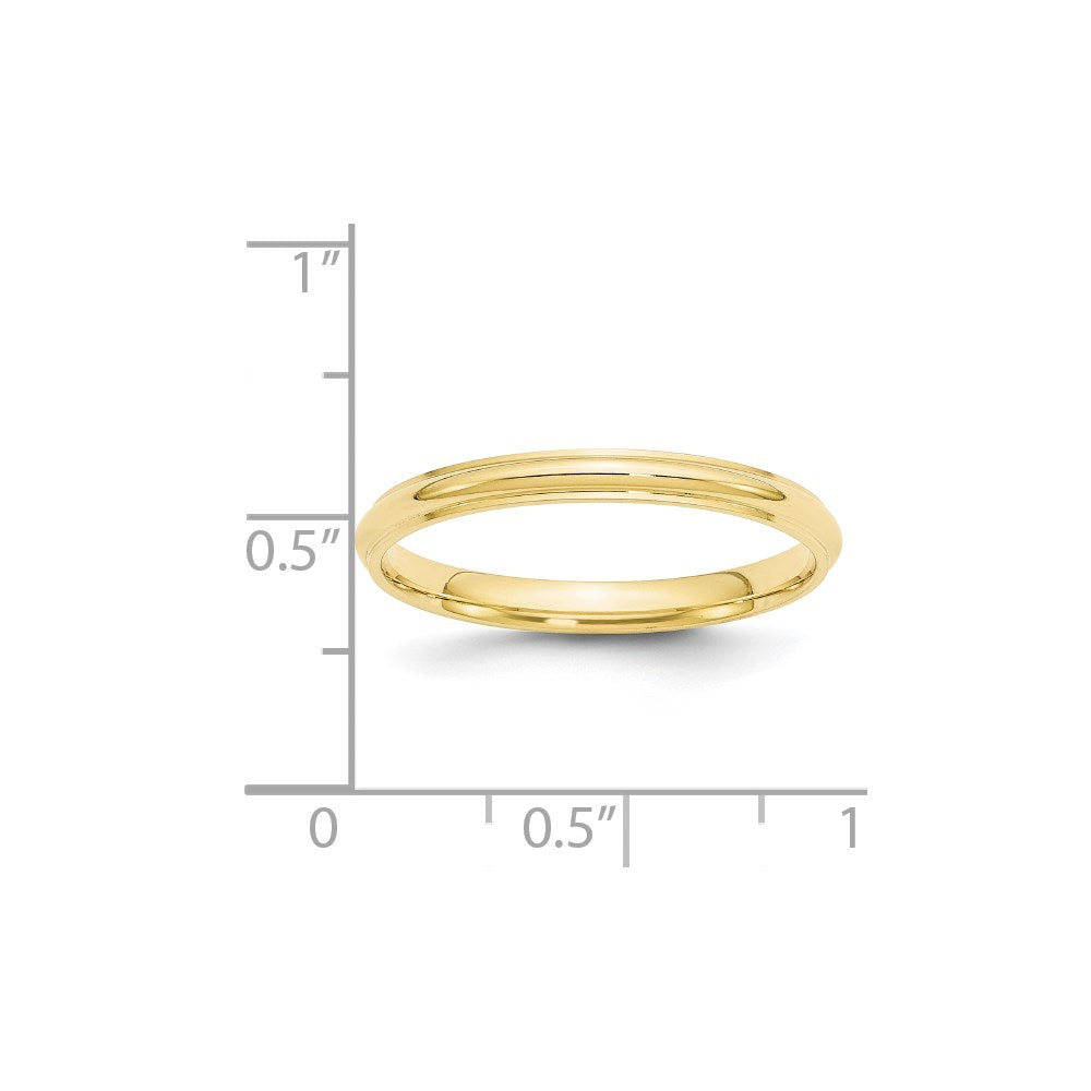 Solid 10K Yellow Gold 2.5mm Half Round with Edge Men's/Women's Wedding Band Ring Size 14
