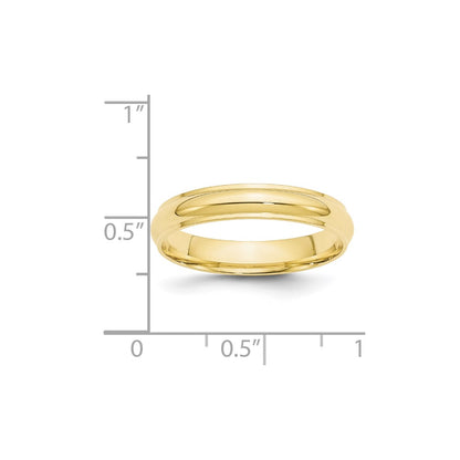 Solid 10K Yellow Gold 4mm Half Round with Edge Men's/Women's Wedding Band Ring Size 12