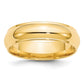 Solid 10K Yellow Gold 6mm Half Round with Edge Men's/Women's Wedding Band Ring Size 7