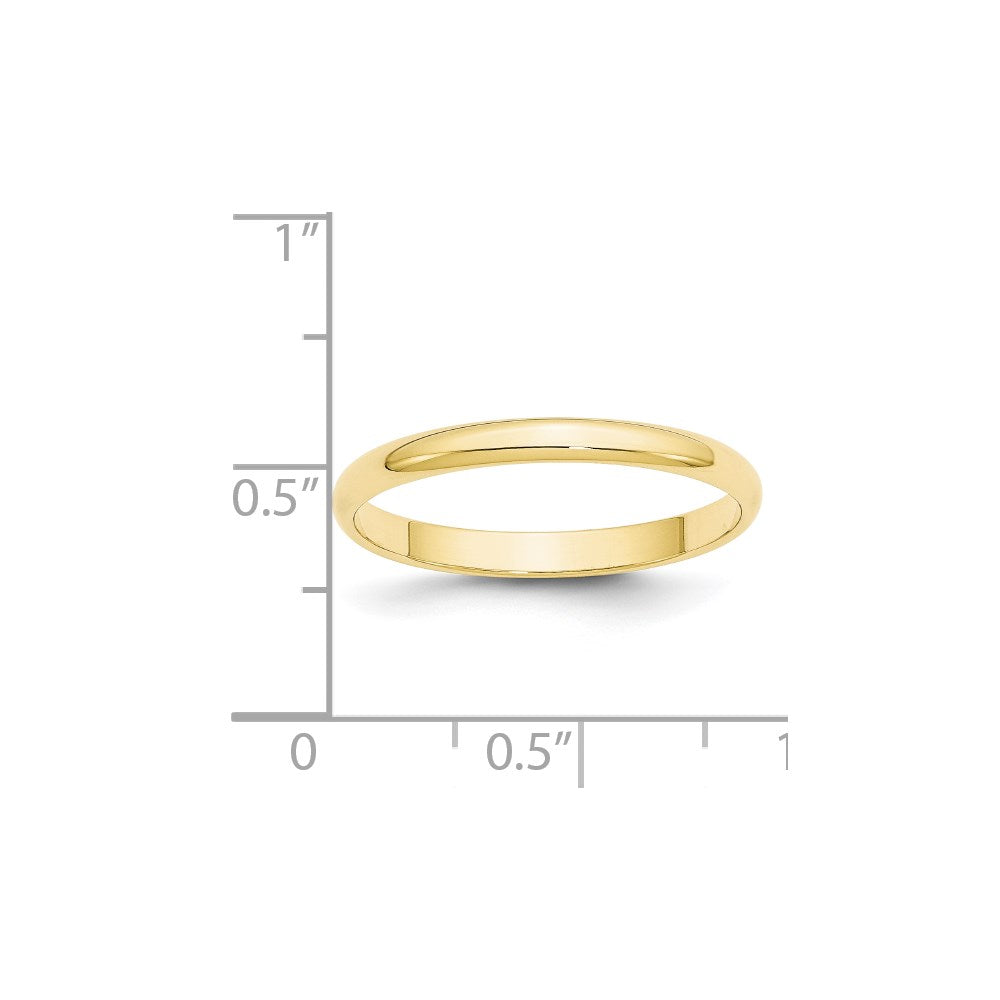 Solid 10K Yellow Gold 2.5mm Light Weight Half Round Men's/Women's Wedding Band Ring Size 10