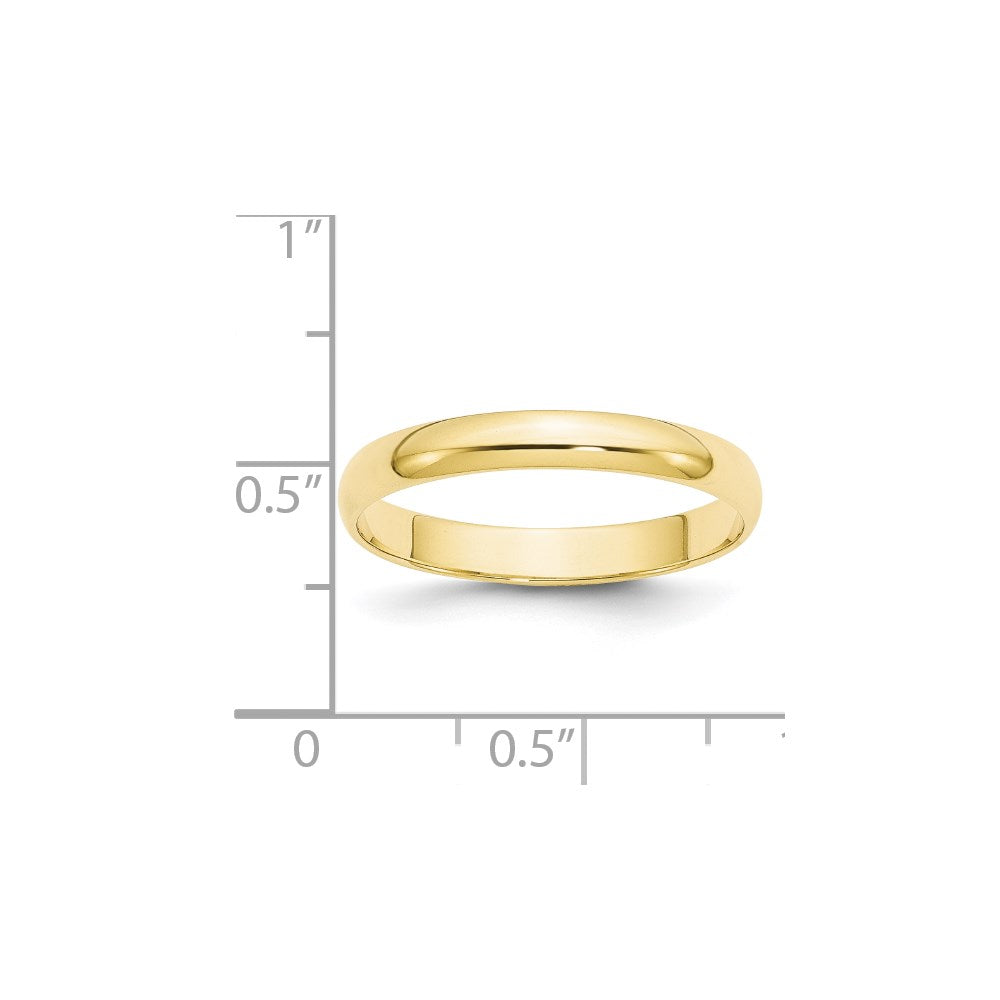 Solid 10K Yellow Gold 3mm Light Weight Half Round Men's/Women's Wedding Band Ring Size 10