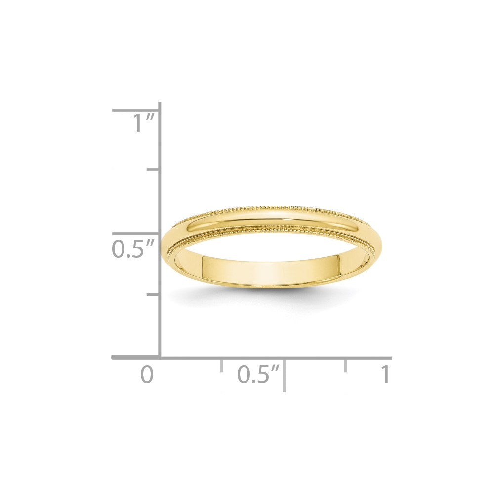 Solid 10K Yellow Gold 3mm Milgrain Half Round Men's/Women's Wedding Band Ring Size 13