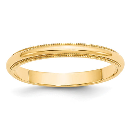 Solid 10K Yellow Gold 3mm Milgrain Half Round Men's/Women's Wedding Band Ring Size 13
