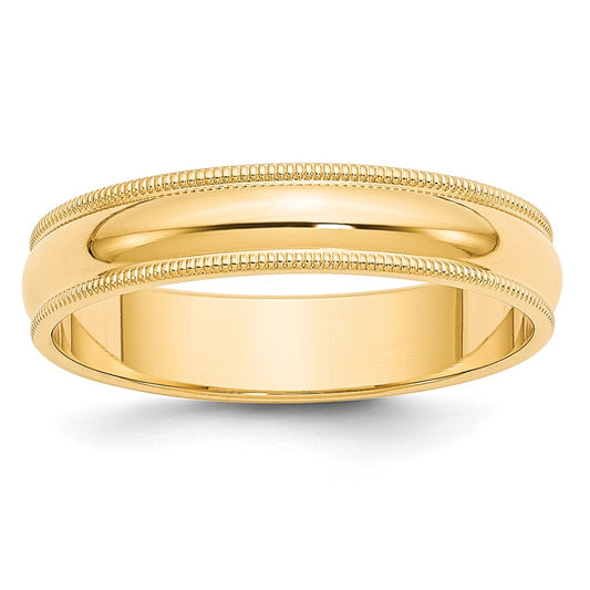 Solid 10K Yellow Gold 5mm Milgrain Half-Round Wedding Men's/Women's Wedding Band Ring Size 10.5