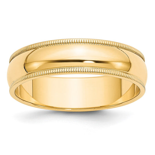 Solid 10K Yellow Gold 6mm Milgrain Half-Round Wedding Men's/Women's Wedding Band Ring Size 9.5
