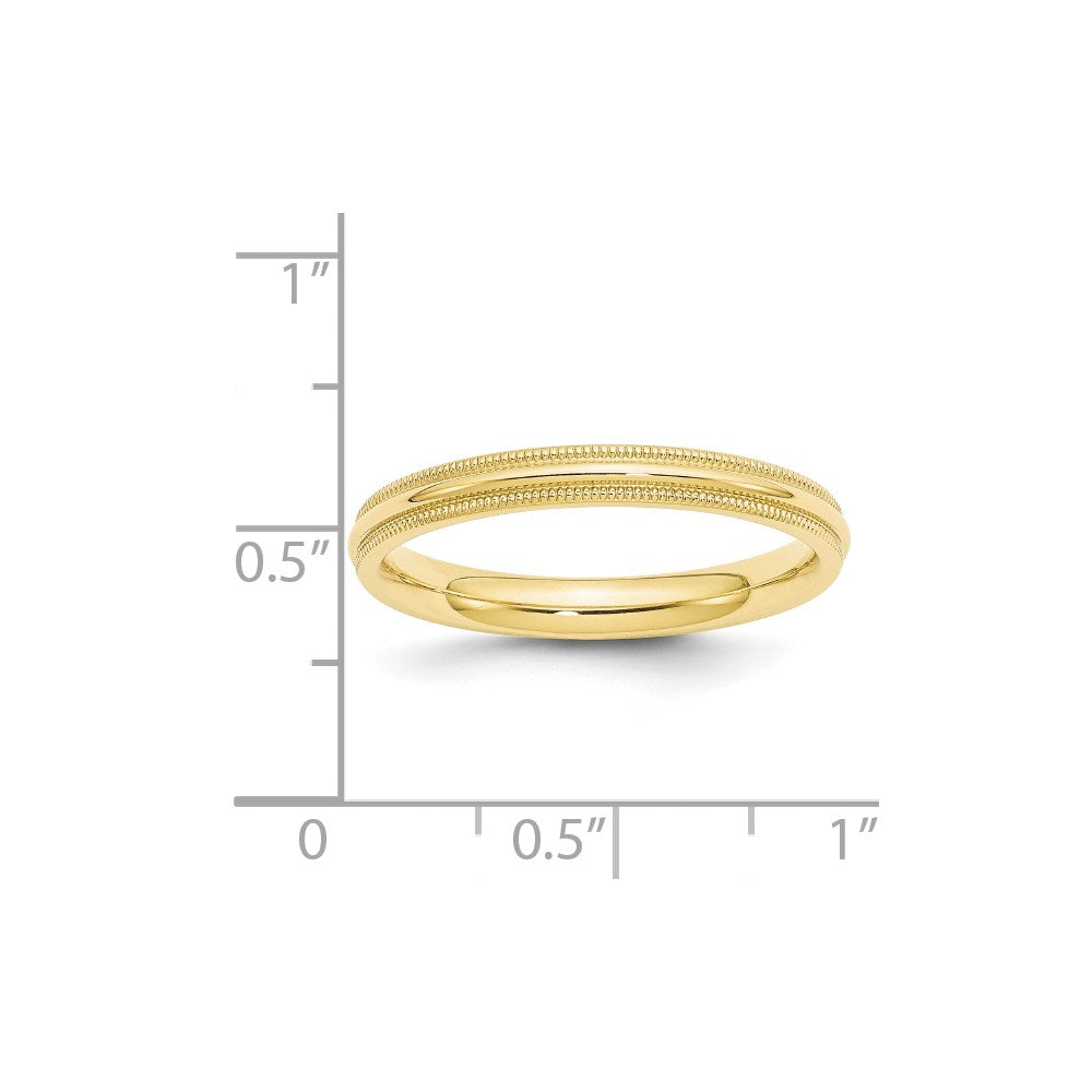 Solid 10K Yellow Gold 3mm Milgrain Comfort Fit Men's/Women's Wedding Band Ring Size 5
