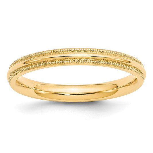 Solid 10K Yellow Gold 3mm Milgrain Comfort Fit Men's/Women's Wedding Band Ring Size 6.5