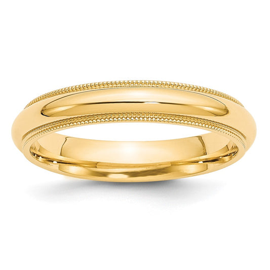 Solid 10K Yellow Gold 4mm Milgrain Comfort Fit Men's/Women's Wedding Band Ring Size 12
