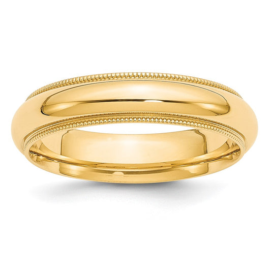 Solid 10K Yellow Gold 5mm Milgrain Comfort Fit Men's/Women's Wedding Band Ring Size 12