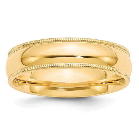 Solid 10K Yellow Gold 6mm Milgrain Comfort Wedding Men's/Women's Wedding Band Ring Size 7