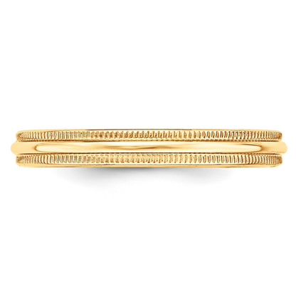 Solid 10K Yellow Gold 3mm Light Weight Milgrain Half Round Men's/Women's Wedding Band Ring Size 9