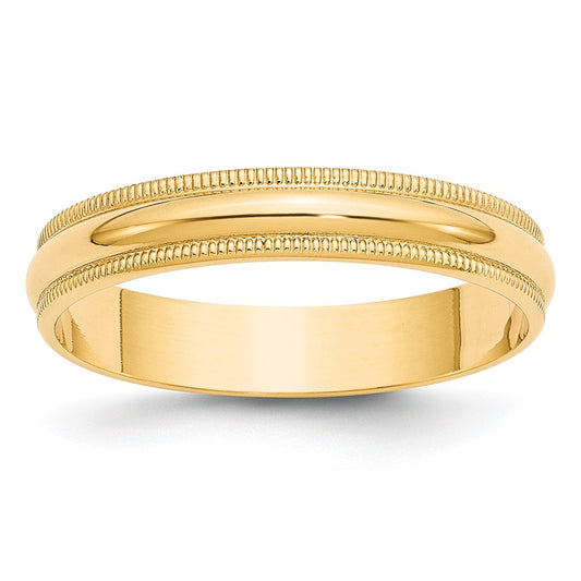Solid 10K Yellow Gold 4mm Light Weight Milgrain Half Round Men's/Women's Wedding Band Ring Size 6.5