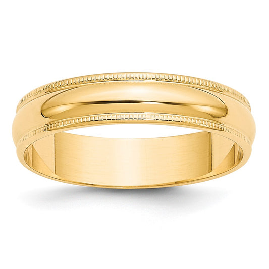 Solid 10K Yellow Gold 5mm Light Weight Milgrain Half Round Men's/Women's Wedding Band Ring Size 13.5