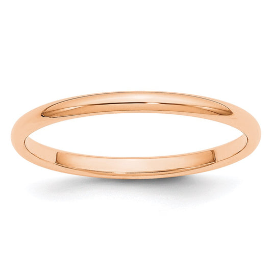 Solid 10K Yellow Gold Rose Gold 2mm Half-Round Wedding Men's/Women's Wedding Band Ring Size 8