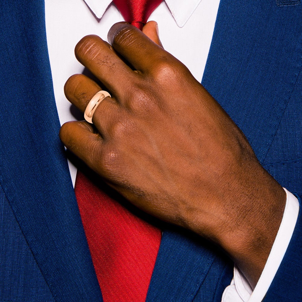 Solid 10K Yellow Gold Rose Gold 6mm Half-Round Wedding Men's/Women's Wedding Band Ring Size 10.5