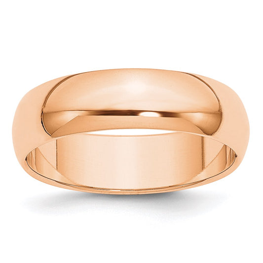 Solid 10K Yellow Gold Rose Gold 6mm Half-Round Wedding Men's/Women's Wedding Band Ring Size 6