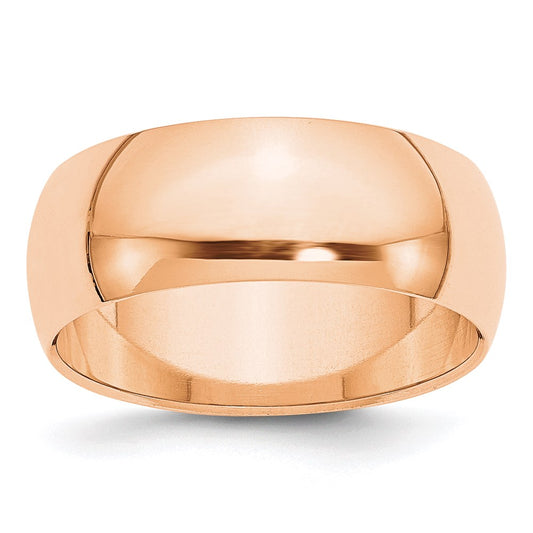 Solid 10K Yellow Gold Rose Gold 8mm Half-Round Wedding Men's/Women's Wedding Band Ring Size 9.5