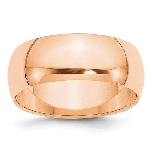 Solid 10K Yellow Gold Rose Gold 8mm Half-Round Wedding Men's/Women's Wedding Band Ring Size 4