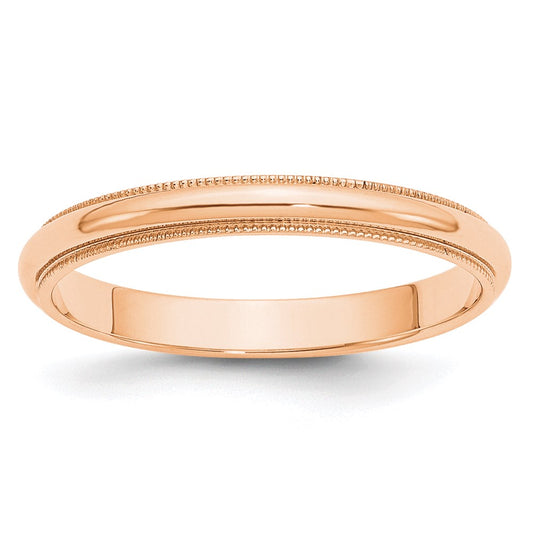 Solid 10K Yellow Gold Rose Gold 3mm Milgrain Half-Round Wedding Men's/Women's Wedding Band Ring Size 6