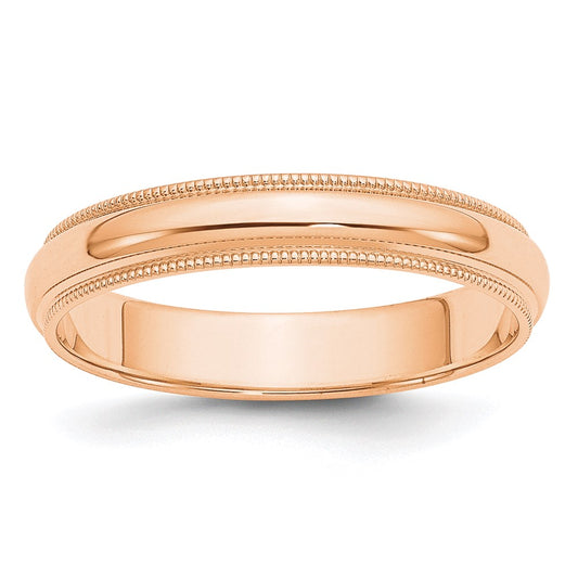 Solid 10K Yellow Gold Rose Gold 4mm Milgrain Half Round Men's/Women's Wedding Band Ring Size 12.5