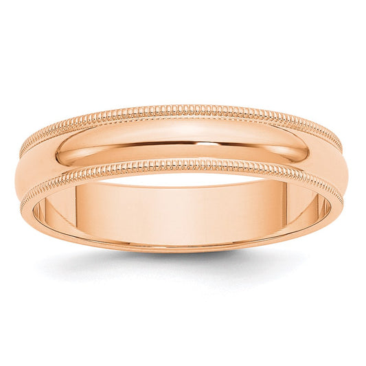 Solid 10K Yellow Gold Rose Gold 5mm Milgrain Half-Round Wedding Men's/Women's Wedding Band Ring Size 4