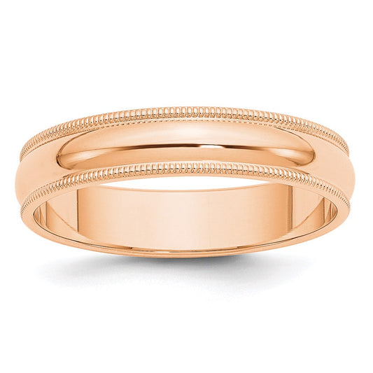 Solid 10K Yellow Gold Rose Gold 5mm Milgrain Half-Round Wedding Men's/Women's Wedding Band Ring Size 6.5