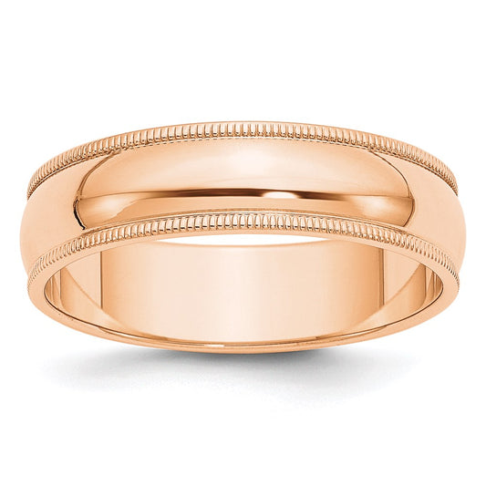 Solid 10K Yellow Gold Rose Gold 6mm Milgrain Half-Round Wedding Men's/Women's Wedding Band Ring Size 12