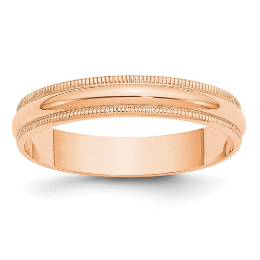 Solid 10K Yellow Gold Rose Gold 4mm Light Weight Milgrain Half Round Men's/Women's Wedding Band Ring Size 8.5