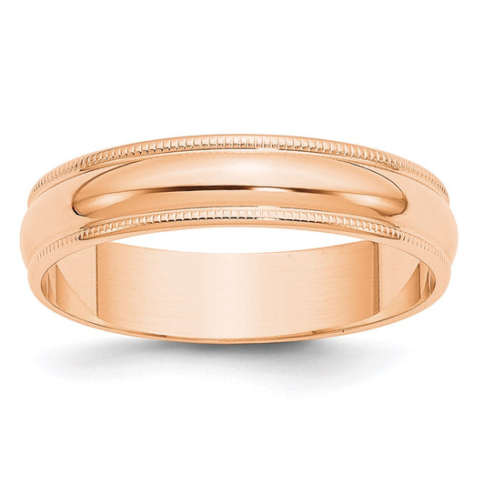 Solid 10K Yellow Gold Rose Gold 5mm Light Weight Milgrain Half Round Men's/Women's Wedding Band Ring Size 8