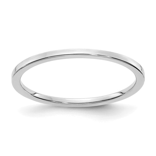 14K White Gold 1.2mm Flat Stackable Men's / Ladies Wedding Band Ring