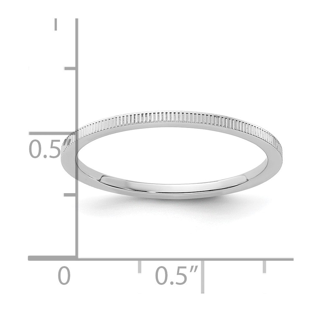 14K White Gold 1.2mm Line Pattern Stackable Band