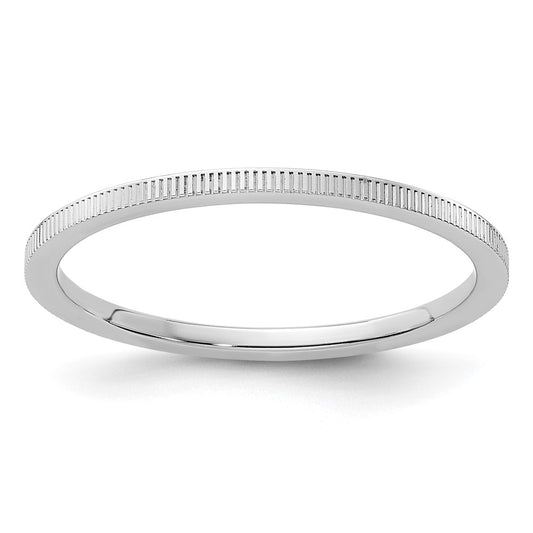 14K White Gold 1.2mm Line Pattern Stackable Band