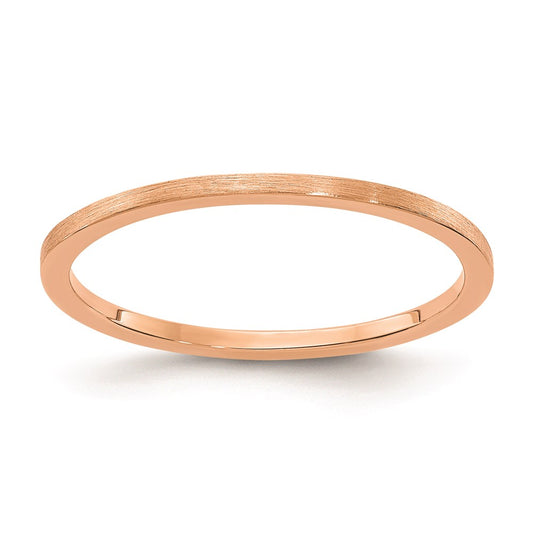 10K Rose Gold 1.2mm Flat Satin Stackable Men's / Ladies Wedding Band Ring