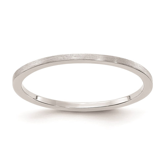 14K White Gold 1.2mm Flat Satin Stackable Men's / Ladies Wedding Band Ring