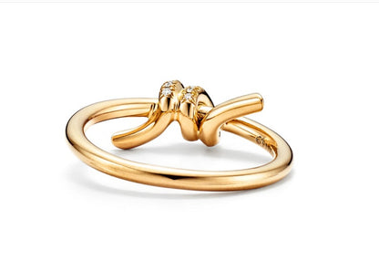 Designer Inspired Natural Diamond Knot Ring in 14K Yellow Rose or White Gold