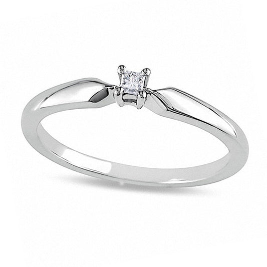 0.05 CT. Princess-Cut Natural Diamond Solitaire Promise Ring in Sterling Silver