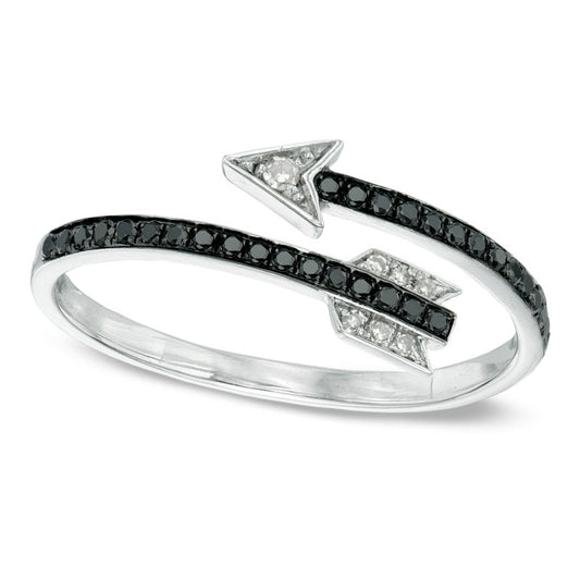 0.17 CT. T.W. Enhanced Black and White Natural Diamond Wrapped Arrow Ring in Sterling Silver