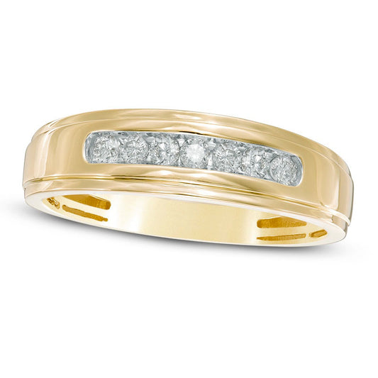 Men's 0.25 CT. T.W. Natural Diamond Comfort Fit Band in Solid 10K Yellow Gold