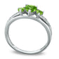 Heart-Shaped Peridot and Natural Diamond Accent Three Stone Promise Ring in Solid 10K White Gold